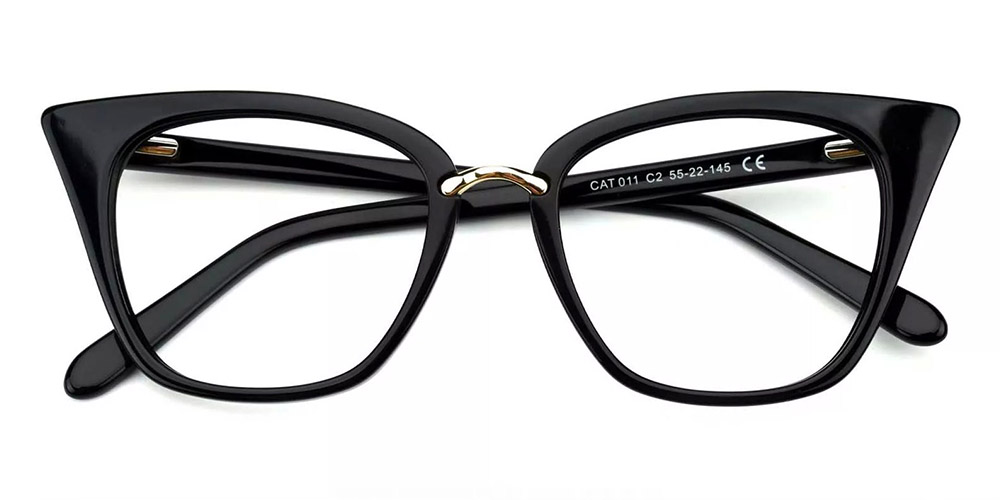 CAT011 Cat Eye Prescription Glasses Black-0