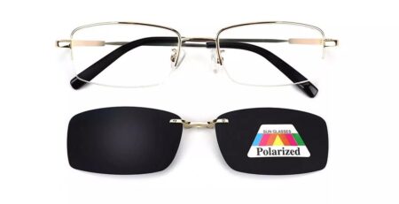 S9076 Clip On Prescription Sunglasses Gold-0