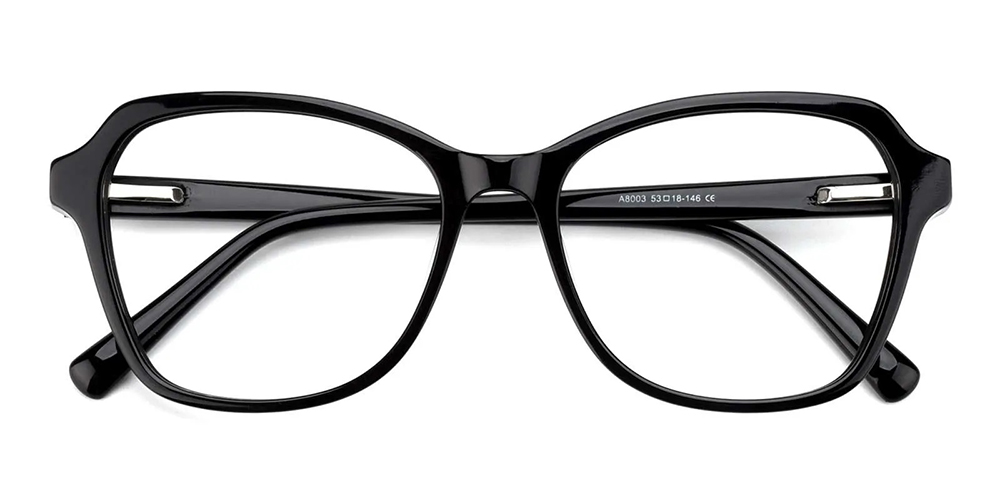 8003 Cat Eye Prescription Glasses Black - Spring Hinge-0