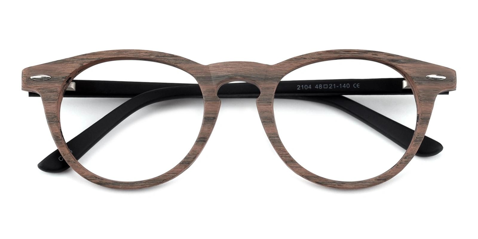 2104 Round Prescription Glasses Brown-0