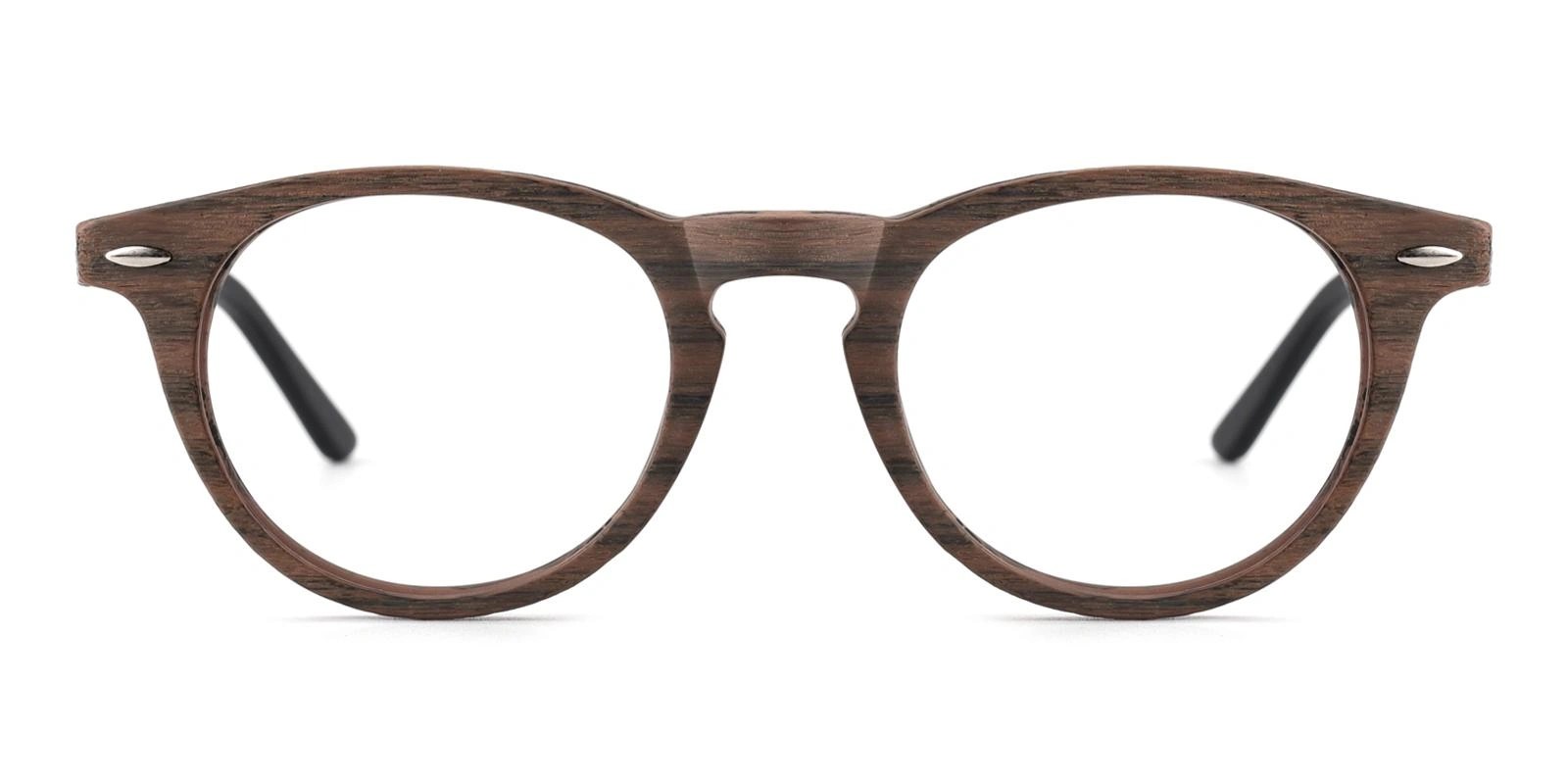 2104 Round Prescription Glasses Brown-13212