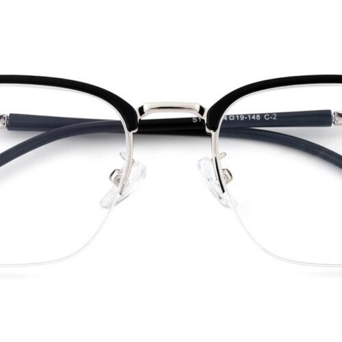 S1677 Square Prescription Glasses Black/Silver-0
